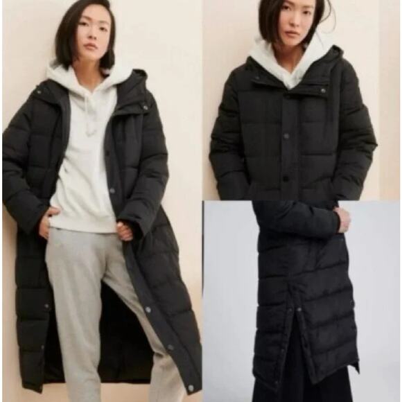 Free People Universal Standard Everest Black Long Hooded Puffer Coat 10/12 L NWT - Picture 2 of 3